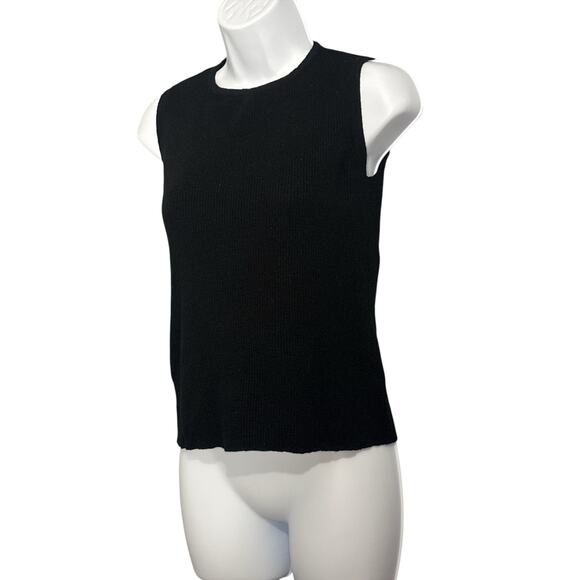 KATE HILL Italian Extra Fine Merino Wool Black
Ribbed Knit Shell Top L - Picture 1 of 6